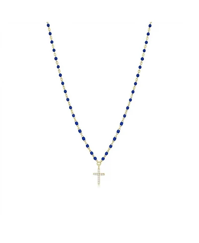 The Lovery Enamel Bead Cross Necklace 14K Gold-Plated Sterling Silver