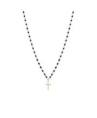 The Lovery Enamel Bead Cross Necklace 14K Gold-Plated Sterling Silver