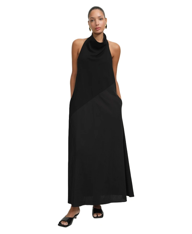 Marcella Women's Denali Halter Open-Back Cotton Maxi Dress