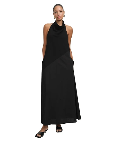 Marcella Women's Denali Halter Open-Back Cotton Maxi Dress