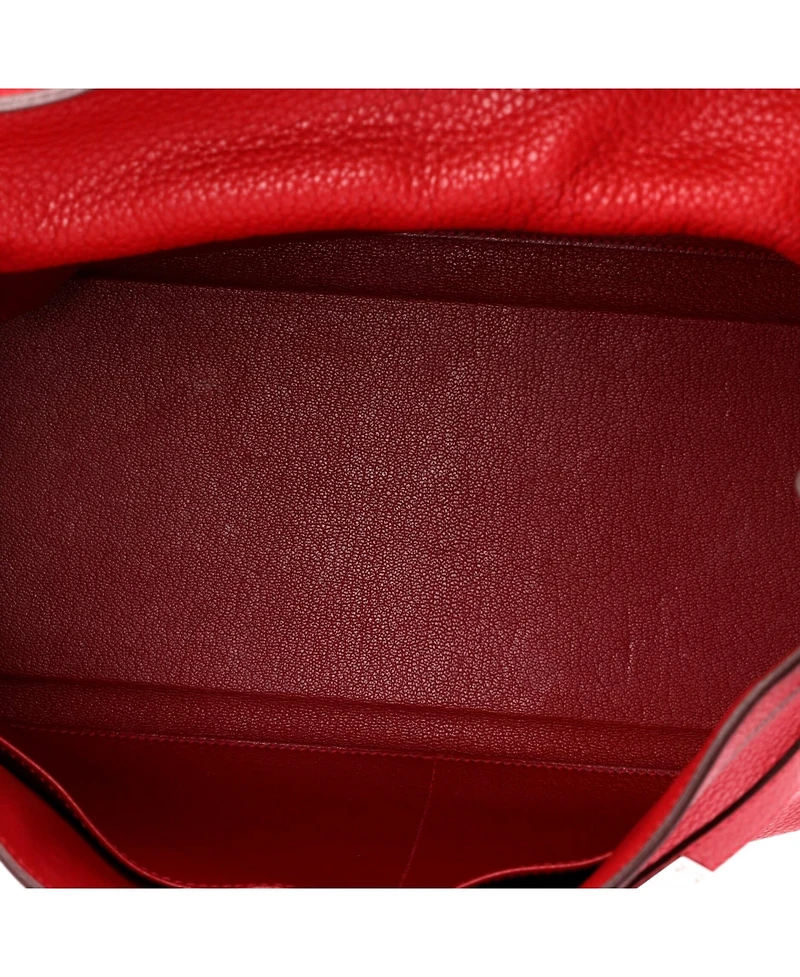 Pre-Owned HERMES Kelly 35 Handbag Red Clemence with Palladium Hardware