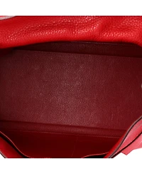 Pre-Owned HERMES Kelly 35 Handbag Red Clemence with Palladium Hardware