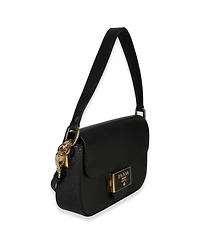 Pre-Owned Prada Black Saffiano Lux Leather Embleme Flap Shoulder Bag