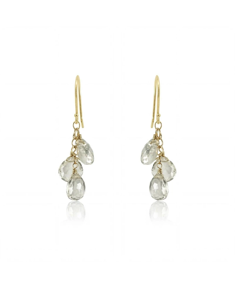 The Lovery Amethyst Bead Dangle Earrings 14K Gold