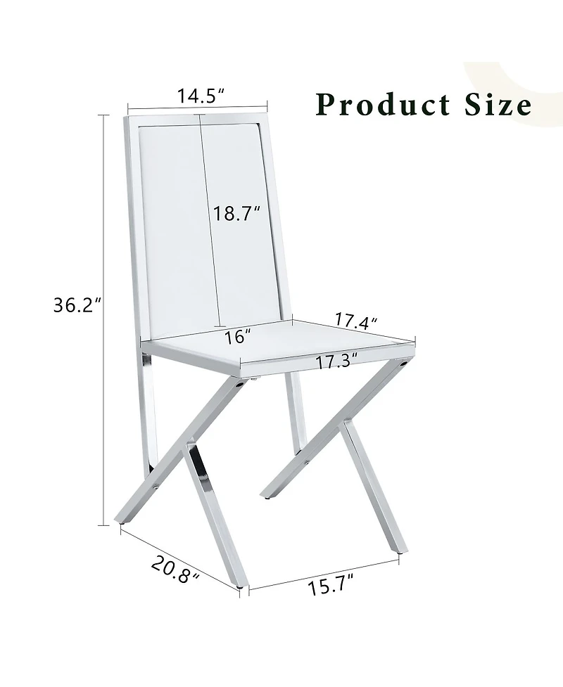 Streamdale Furniture 4 Pack metal framed Pu dining chairs, ergonomic, simple and luxurious