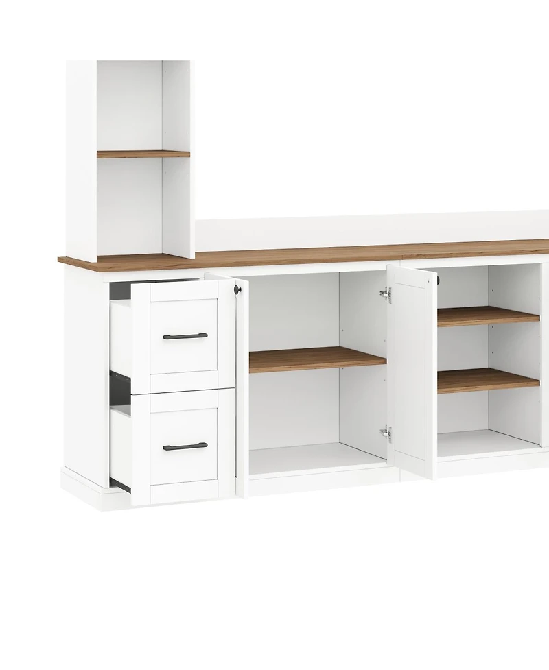 Streamdale Furniture 4-in-1 Farmhouse Tv Stand with Bookshelf for TVs Up to 70"