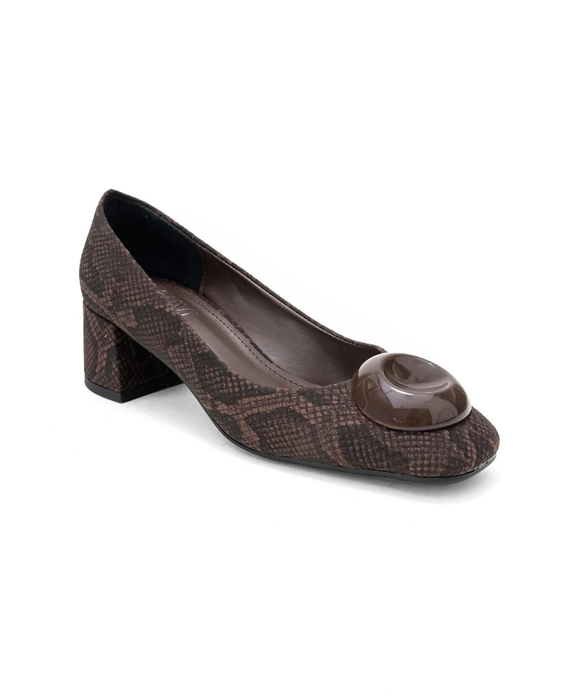 Prologue Shoes Women's Mila Buckle Square Toe Block Heel Pump