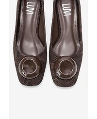Prologue Shoes Women's Mila Buckle Square Toe Block Heel Pump