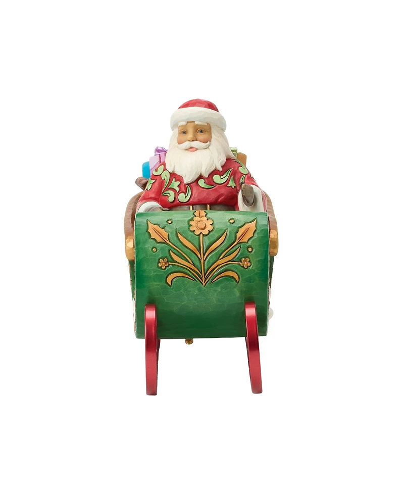 Jim Shore Heartwood Creek Fig Santa in Musical Sleigh