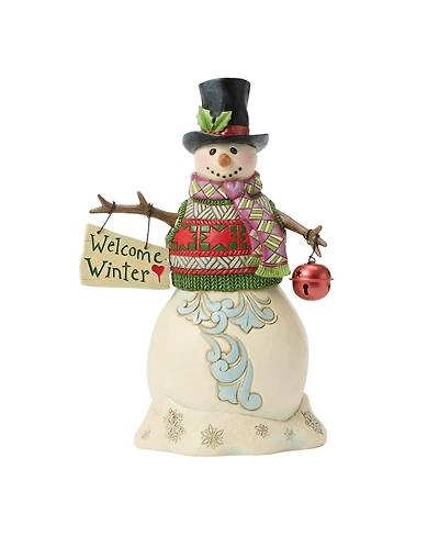 Jim Shore Heartwood Creek Fig Snowman with Hanging Sign