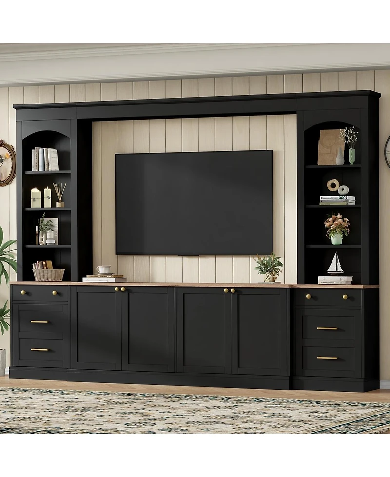 Streamdale Furniture Farmhouse Arched Entertainment Center Wall Unit for TVs Up to 70"
