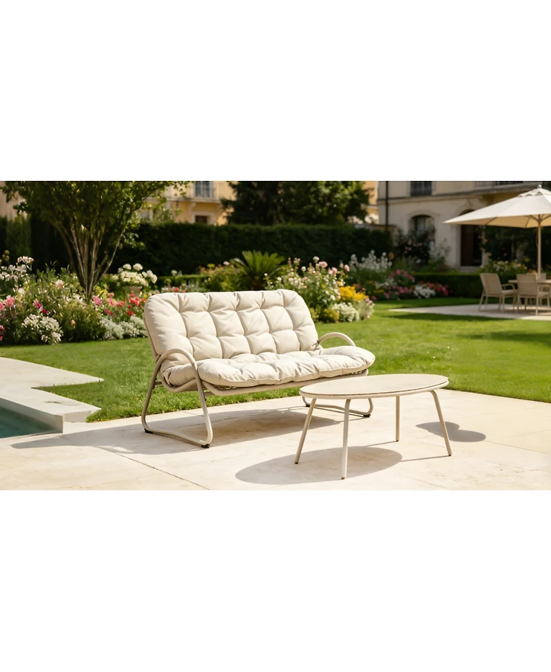 Streamdale Furniture Premium Outdoor Pe Rattan Double Chair with Metal Frame