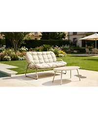 Streamdale Furniture Premium Outdoor Pe Rattan Double Chair with Metal Frame