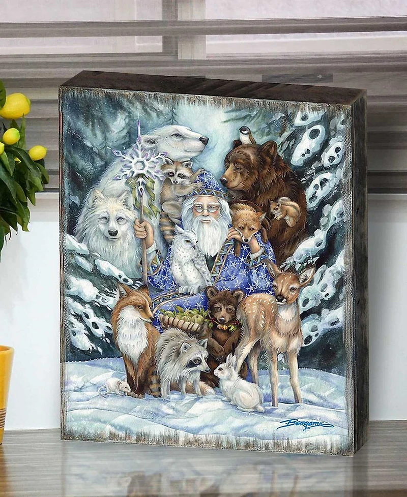 Designocracy Gather In Peace Father Winter Animals Holiday Wall Art