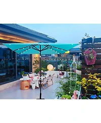 Streamdale Furniture Square 2.5x2.5M Solar Led Patio Umbrella with Crank and Base