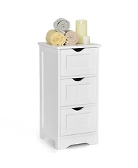 Costway Floor Storage Cabinet Bathroom Organizer Free Standing 3 Drawers