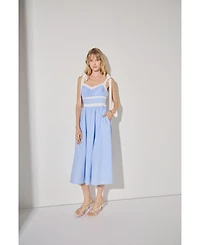 English Factory Women's Contrast Strap Smocked Midi Dress