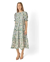 English Factory Women's Contrast Scallop Edge Midi Dress