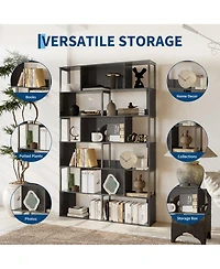 gaomon 6-Tier geometric Standing Bookshelf, Grid Design, Metal Room Divider Display Shelf for Living Room, Home Office