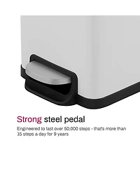 Mega Casa 12 Gal/45 Liter Slim Stainless Steel Step-on Kitchen Trash Can, Hands-Free Foot Pedal, Soft-Close Lid, for Home Office