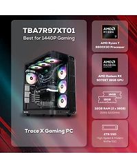 iBUYPOWER Trace TBA7R97XT01 Liquid Cooled Gaming Desktop Computer, Amd Ryzen 7 9800X3D 4.7GHz, 32GB Ram, 2TB Ssd, Amd Radeon Rx 9070XT 16GB, Windows
