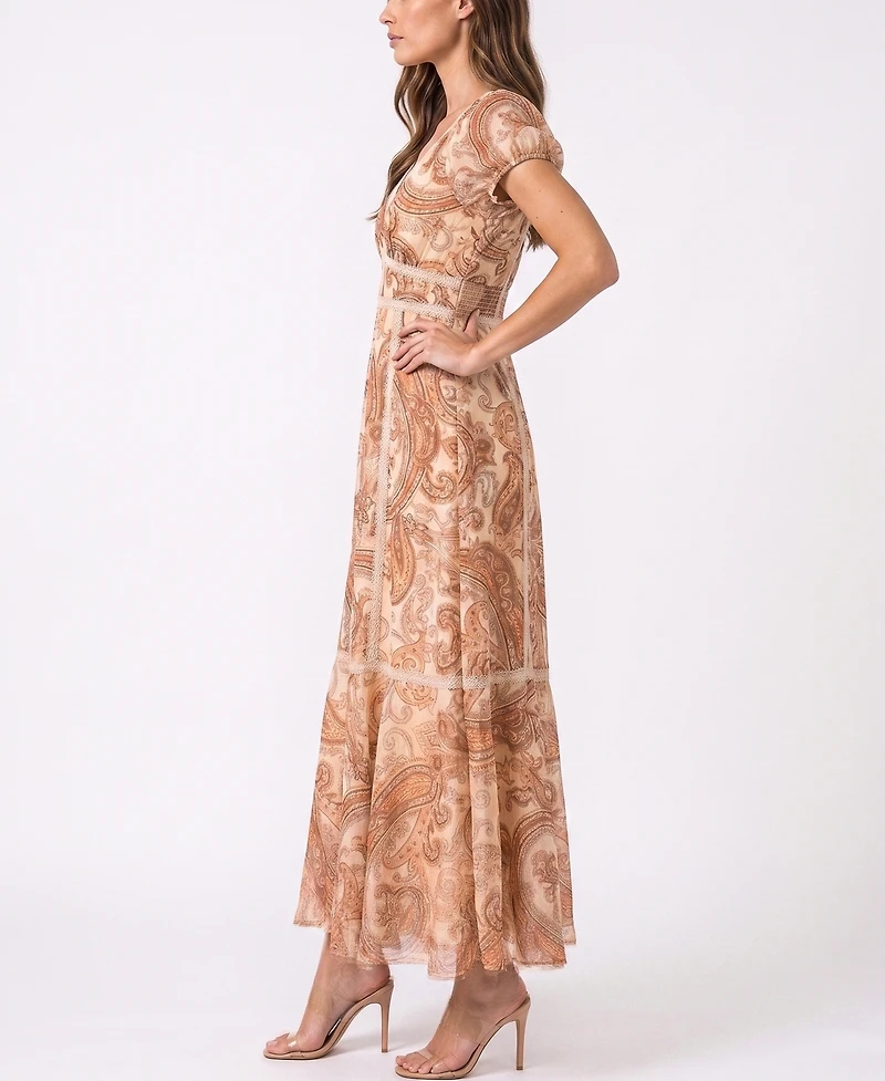 Taylor Women's V-Neck Paisley Fit & Flare Dress