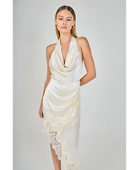 endless rose Women's Satin Lace Asymmetrical