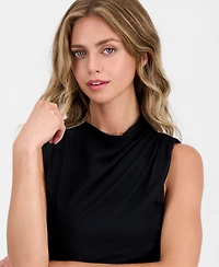 Sincerely Jules Juniors' Printed Funnel Neck Ruched Sleeveless Top