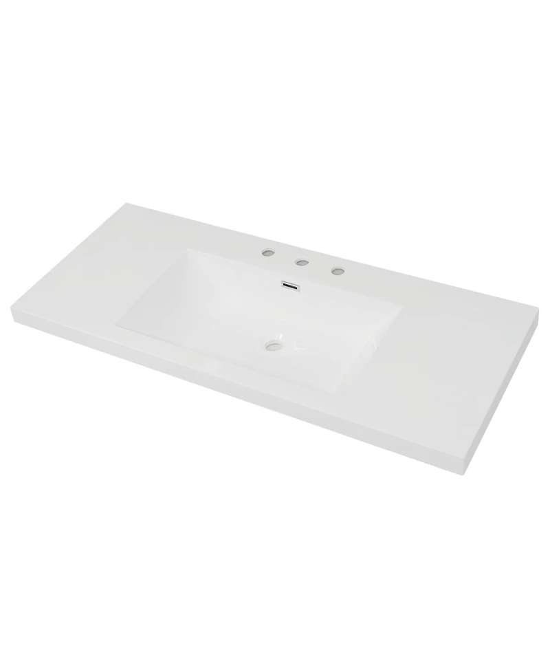 Sillysis 47 Inch Bathroom Vanity Top with Integrated Resin Sink, Overflow and 3 Faucet Holes for Modern Bathrooms