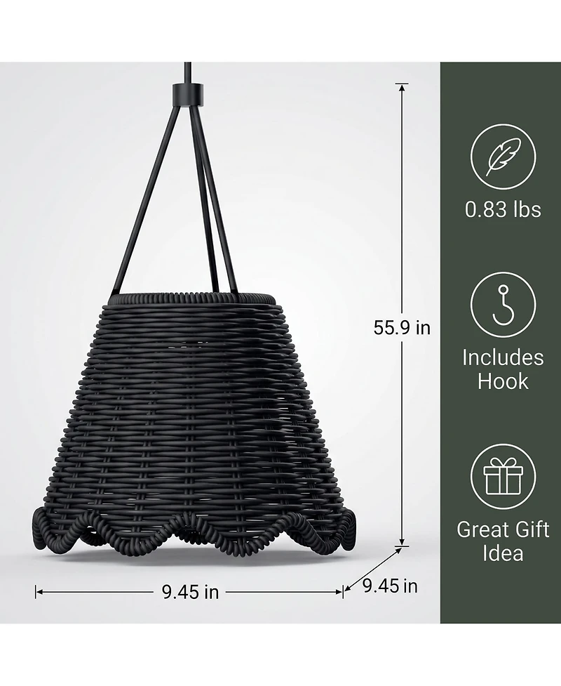 Bell + Howell Solar Wicker-Style Outdoor Led Lantern Dusk-to-Dawn, Weather Proof Hanging Pendant Light