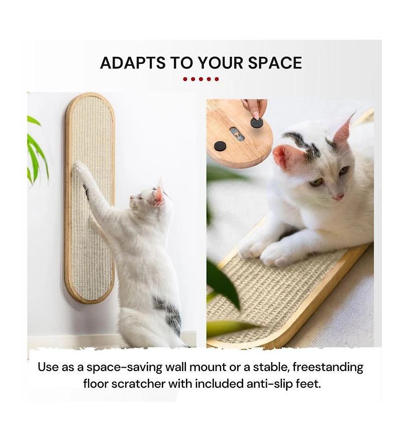 Aronkl Wall Mounted Cat Scratcher Sisal Vertical Board Double Sided Adjustable Height Anti Slip Floor Use
