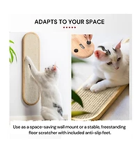 Aronkl Wall Mounted Cat Scratcher Sisal Vertical Board Double Sided Adjustable Height Anti Slip Floor Use
