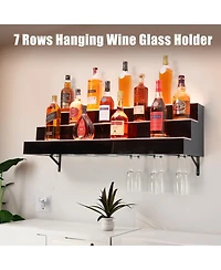 homfan 30 Inch Acrylic Wine Cabinet, 3-Tier Wall Mounted Led Liquor Display Shelf with Remote and App, Illuminated Wine Storage Organizer for Home Bar