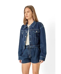 English Factory Women's Drop Shoulder Cropped Denim Jacket
