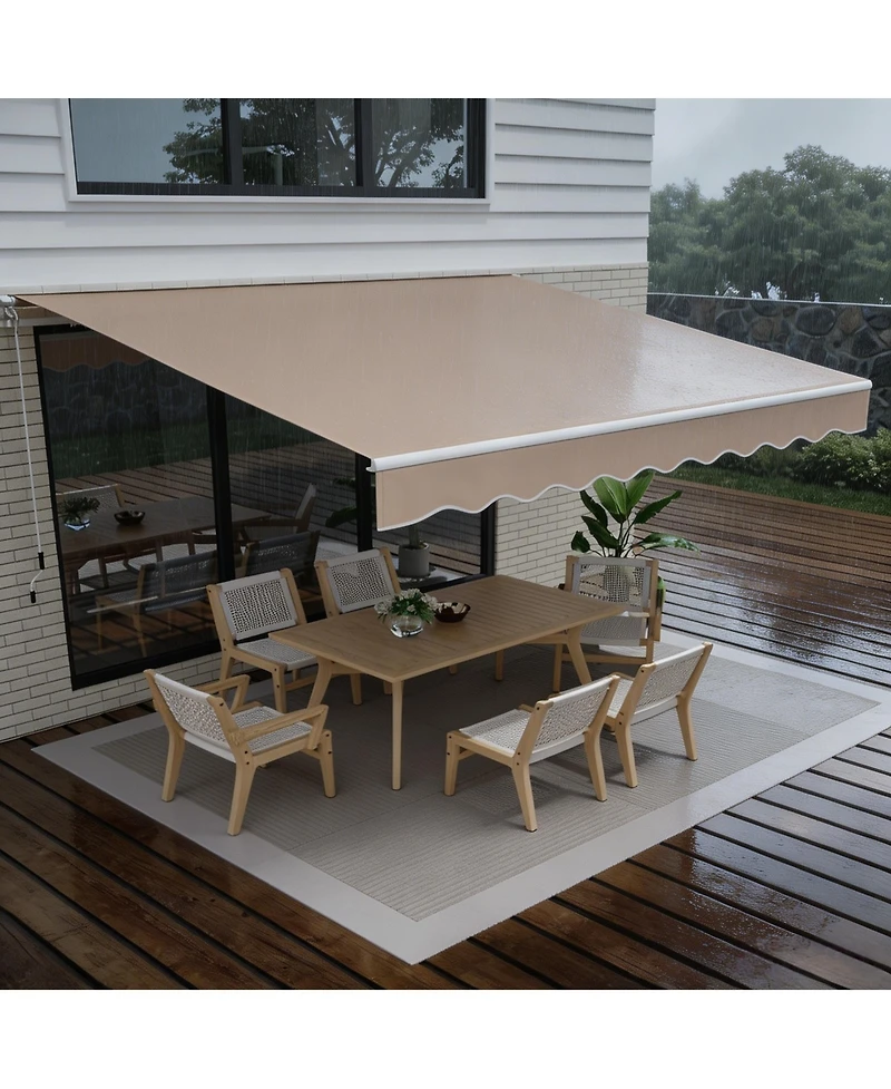 Homfan 12 x 10 Ft Aluminum Patio Awning for Door Window Sun Shade, Heavy Duty Outdoor Canopy Cover Backyard Deck