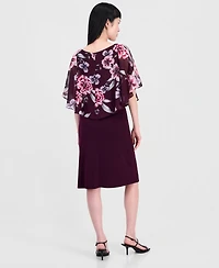 Connected Women's Chiffon-Overlay Cape Dress