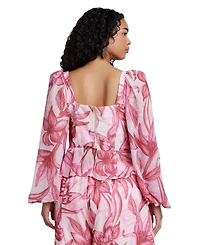 Eloquii Women's Puff-Sleeve Peplum Top
