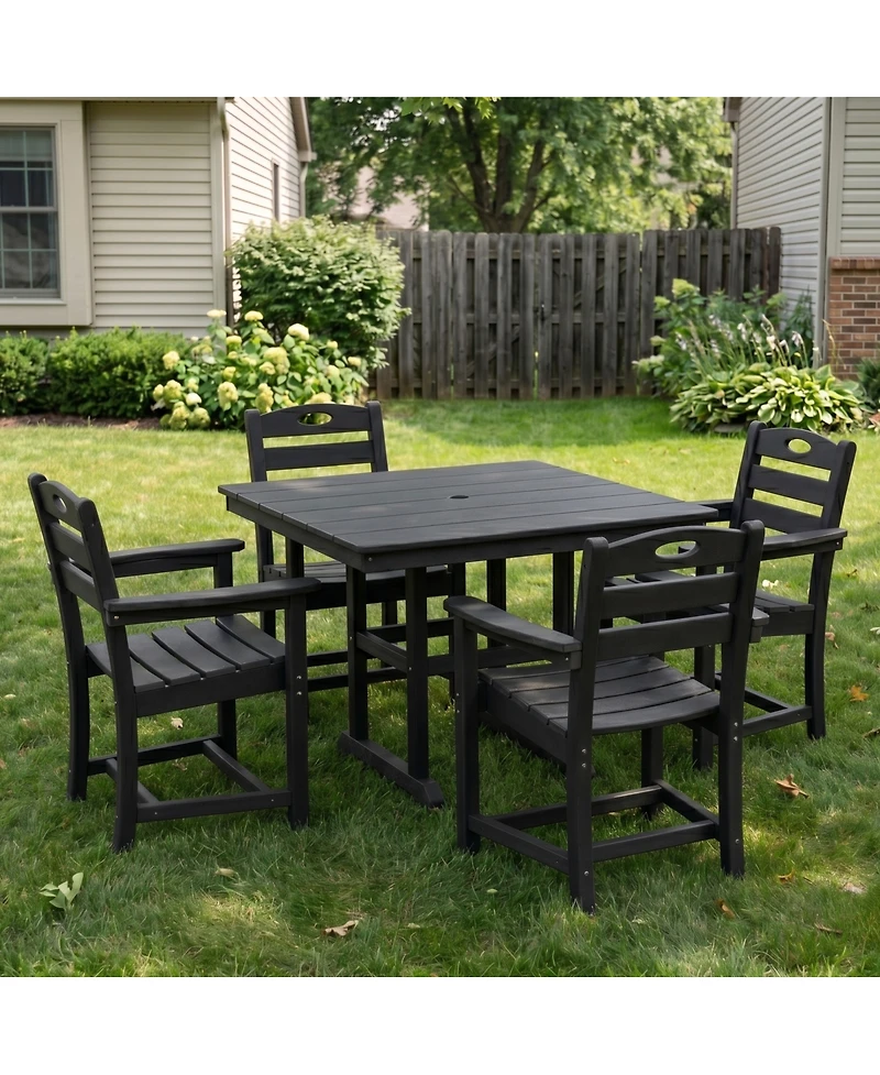 Streamdale Furniture Piece Black Hdpe Outdoor Patio Dining Set with Square Table