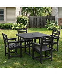Streamdale Furniture Piece Black Hdpe Outdoor Patio Dining Set with Square Table