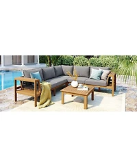 Streamdale Furniture Acacia Wood Outdoor Sofa Set with Coffee Table
