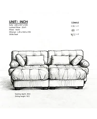 Clihome U Shaped Sectional Couches for Living Room,Modular Sofa Cloud Couch with Ottoman