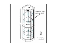 sumyeg Lighted Glass Display Cabinet Corner Curio with Adjustable Shelves Carved