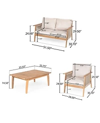 Streamdale Furniture Outdoor Acacia Wood and Rope Sectional Patio Sofa Set