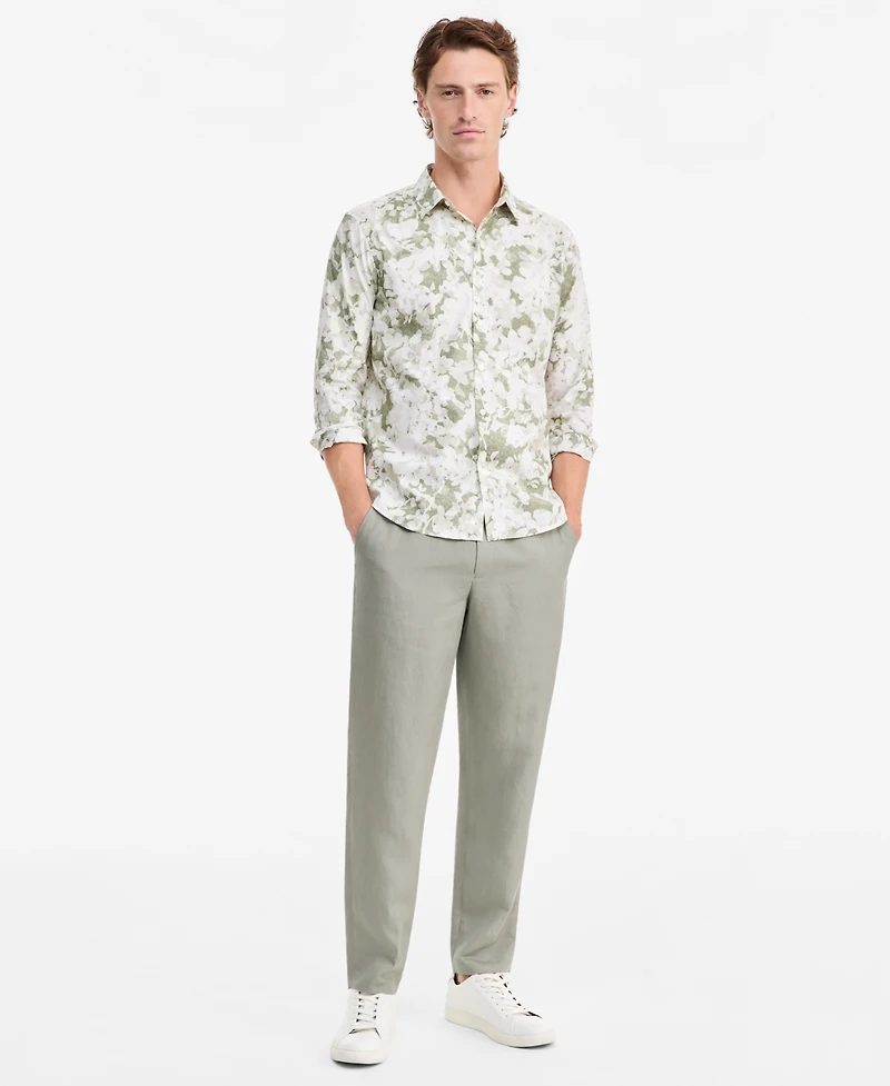 Alfani Men's Layered Botanical Poplin Long-Sleeve Shirt, Macy's Exclusive