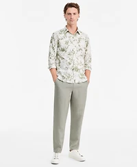 Alfani Men's Layered Botanical Poplin Long-Sleeve Shirt, Macy's Exclusive
