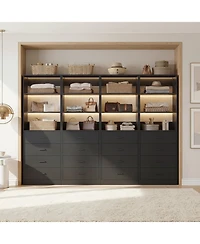 Aheaplus 1-4 Pieces 21.3inch Closet Drawer System, Walk-in Tower with 4 Wooden Drawers and Shelves
