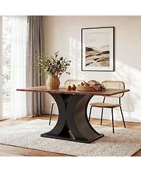 Tribesigns 55-Inch Dining Table for 4-6, Farmhouse Kitchen Dinner Table with Heavy Duty Pedestal, for Dining Room, Kitchen.