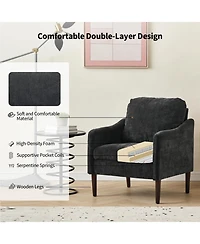 homfan Mid Century Modern Accent Chairs Set of 2, Chenille Armchairs with Curved Arms, Comfortable Lounge and Reading Chairs for Living Room