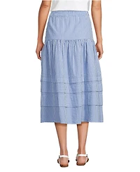 Lands' End Women's Seersucker Pull On Midi Skirt