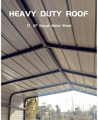 Homfan 13 x 26 x 10 Ft Heavy Duty Iron Carport Garage for Cars Trucks Boats Rv, Outdoor Metal Vehicle Shelter with Side Supports